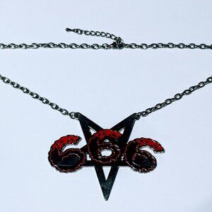 Kreepsville 666 Pentagram Necklace! 666 in Black & Red. Never Worn Store Stock!